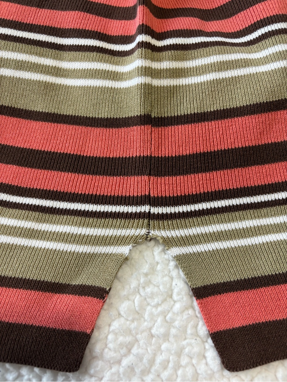 Vintage Lesley Fay Sport Horizontal Earthy Colors Striped Ribbed Knit Top Size M - Picture 8 of 8